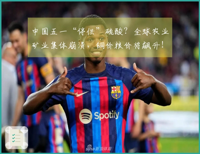 中国五一“停供”硫酸？全球农业矿业集体崩溃，铜价粮价将飙升！